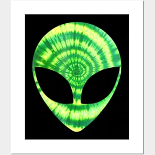 Alien Head Tie Dye Glow Trippy Party Posters and Art